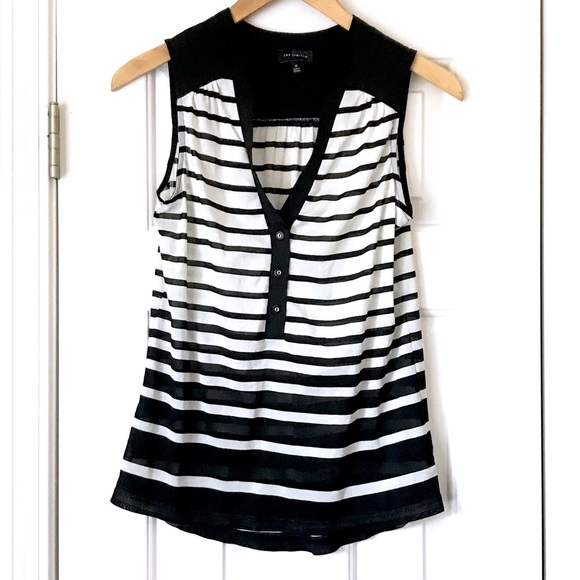 The Limited Tops - The Limited cream black striped sleeveless top